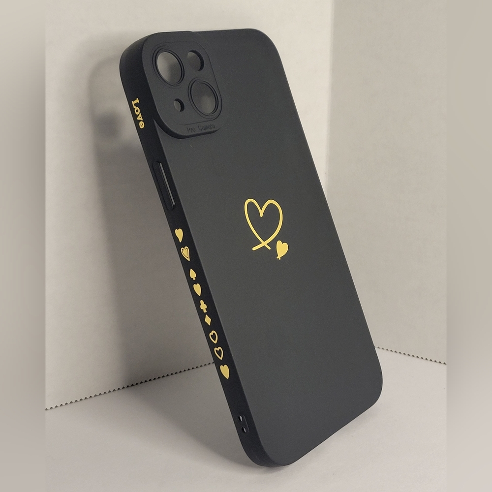 Black iPhone 14 phone case with heart